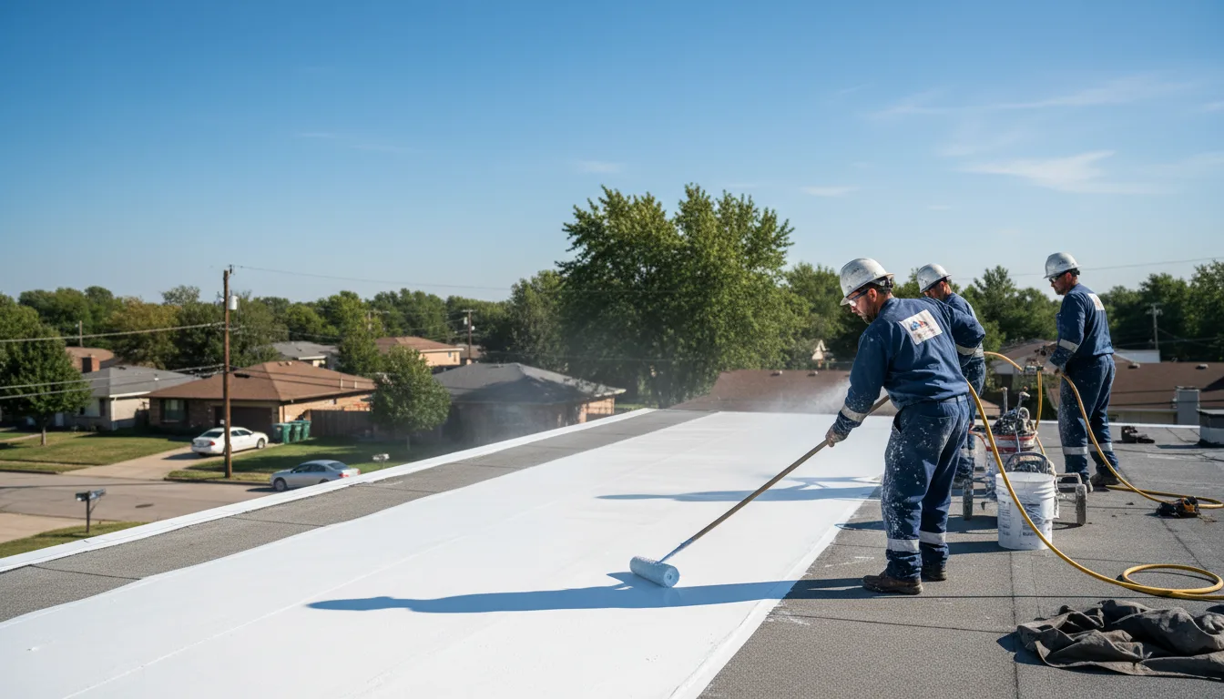 Commercial roof coating in Oakwood, TX near me